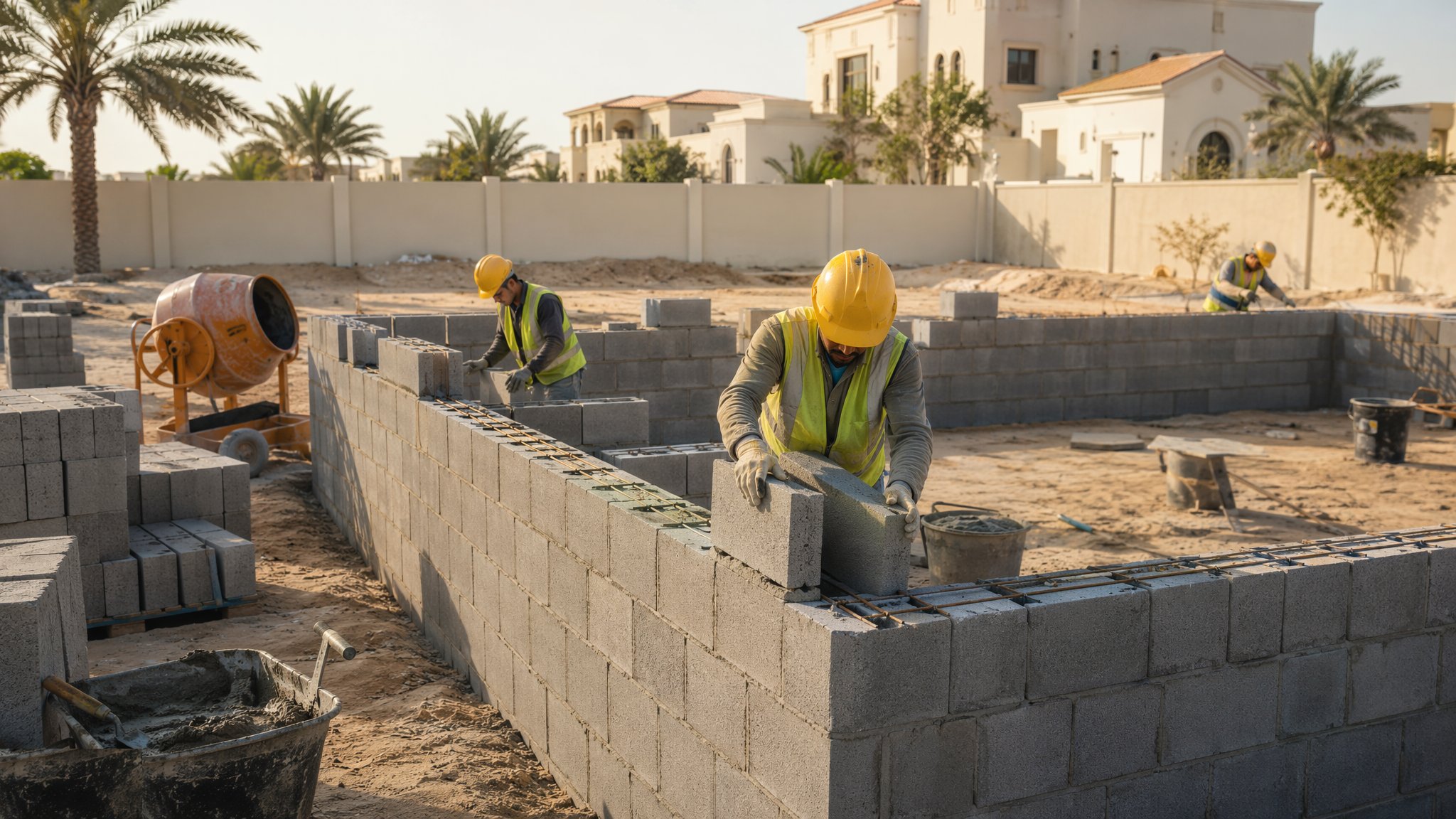 Block Wall Construction — construction process cover