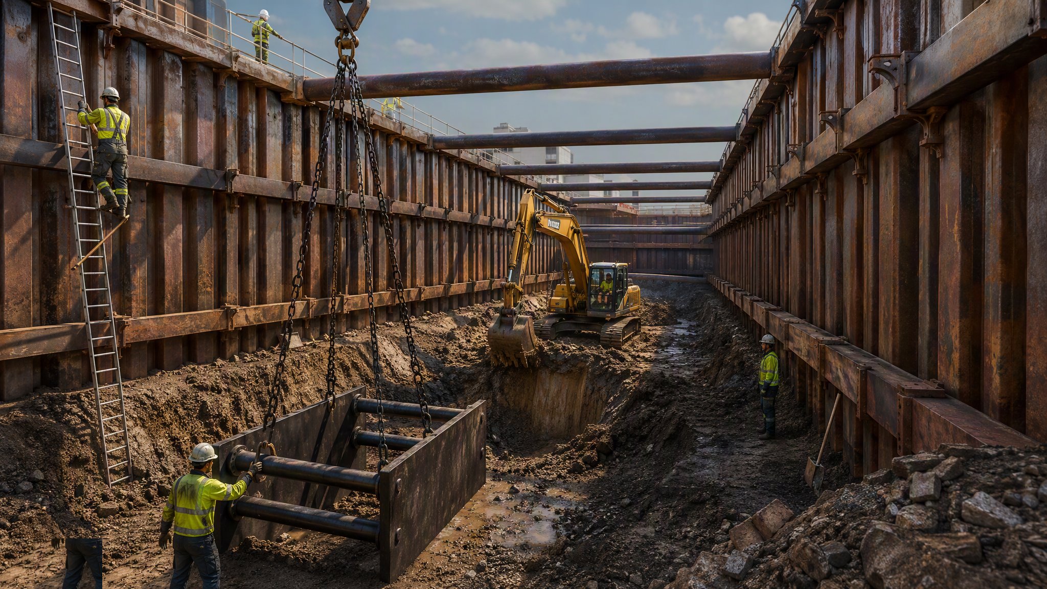 Excavation Support and Trench Shoring — construction process cover