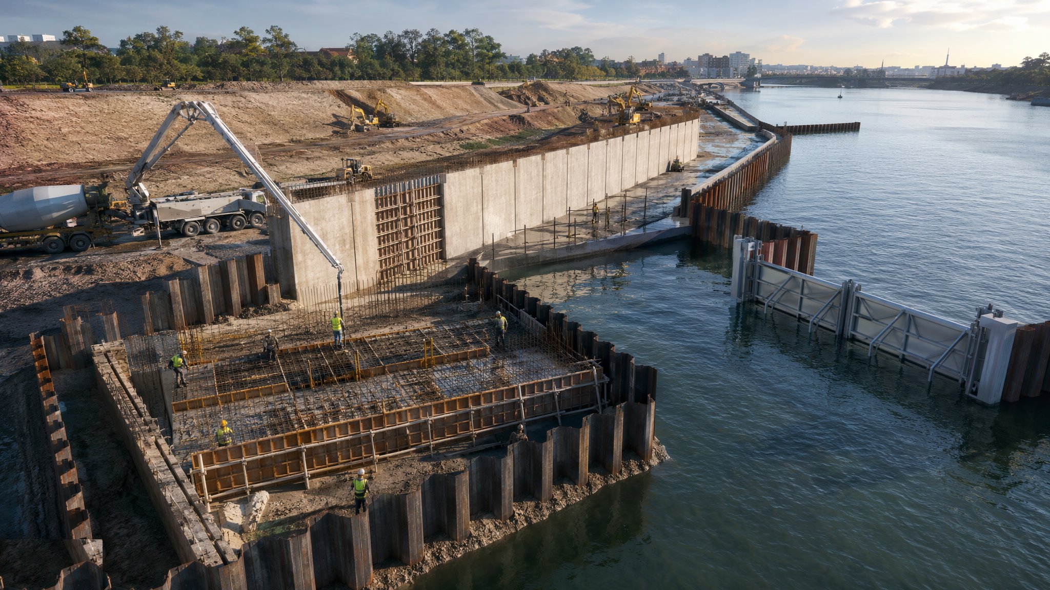 Flood Defence Construction — construction process cover