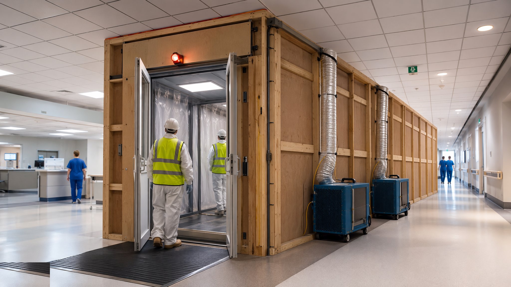 Working In & Around Live Hospitals — construction process cover