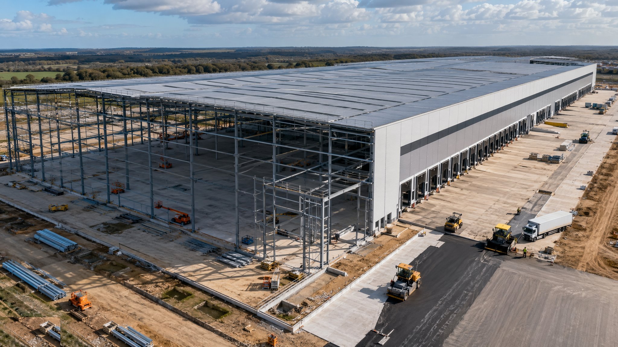 Big-Box Logistics Shed Construction — construction process cover