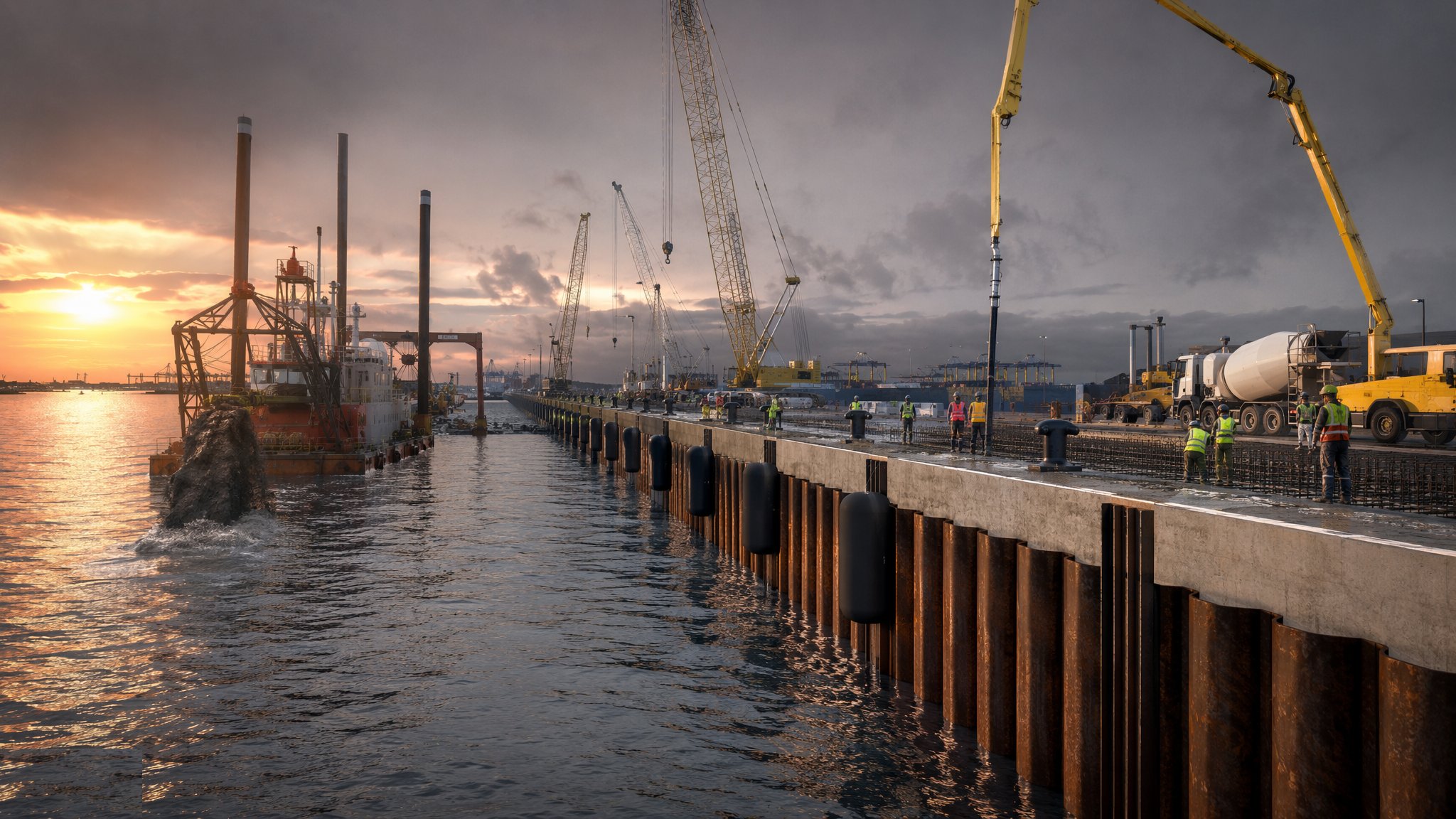 Quay Walls & Berth Construction — construction process cover