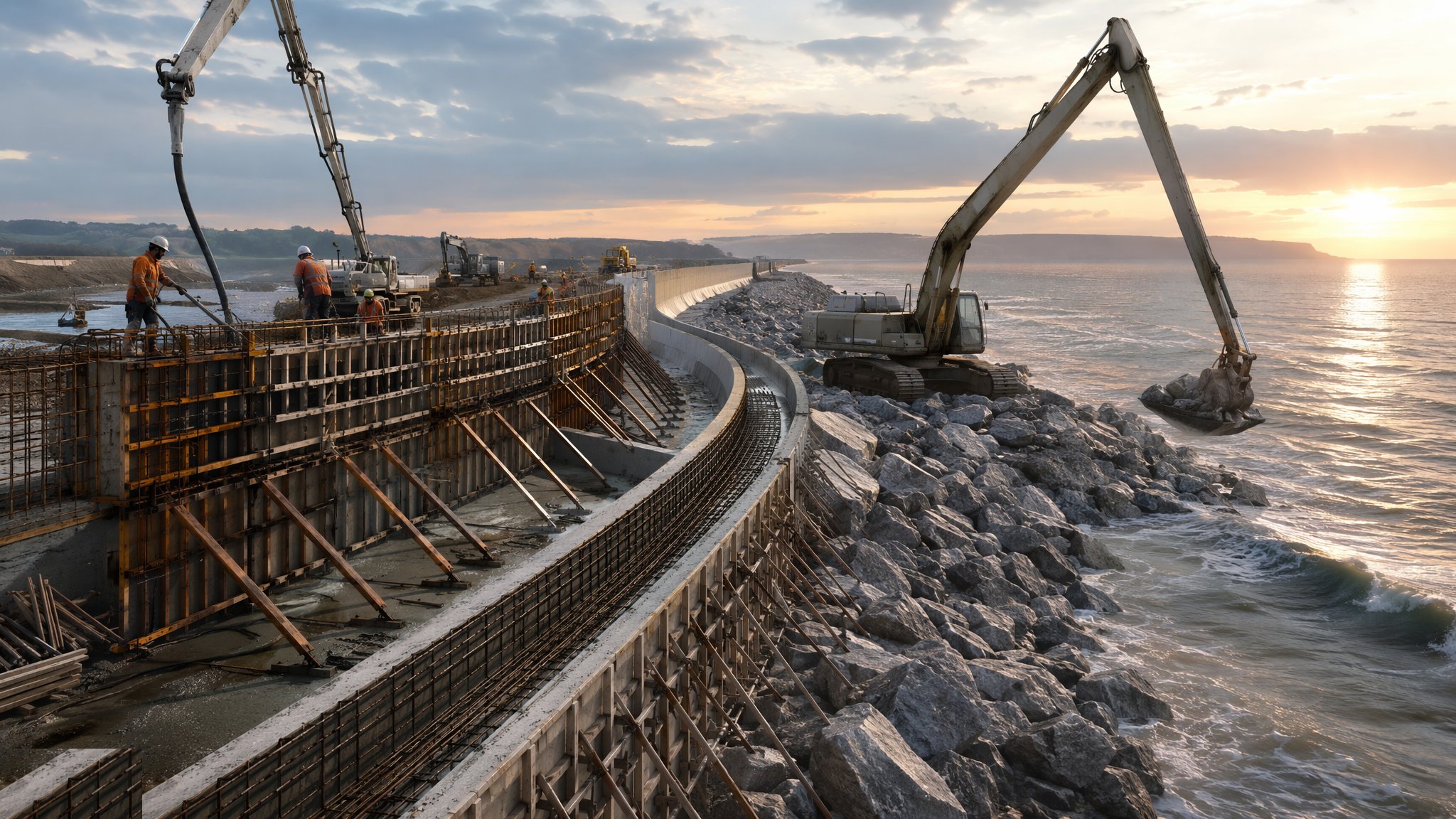 Sea Walls & Revetments — construction process cover