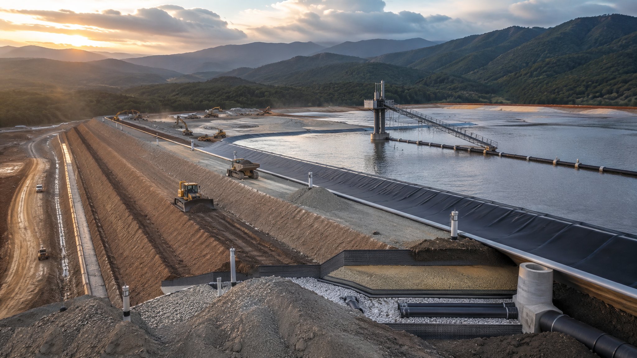 Tailings Storage & Mine Services — construction process cover