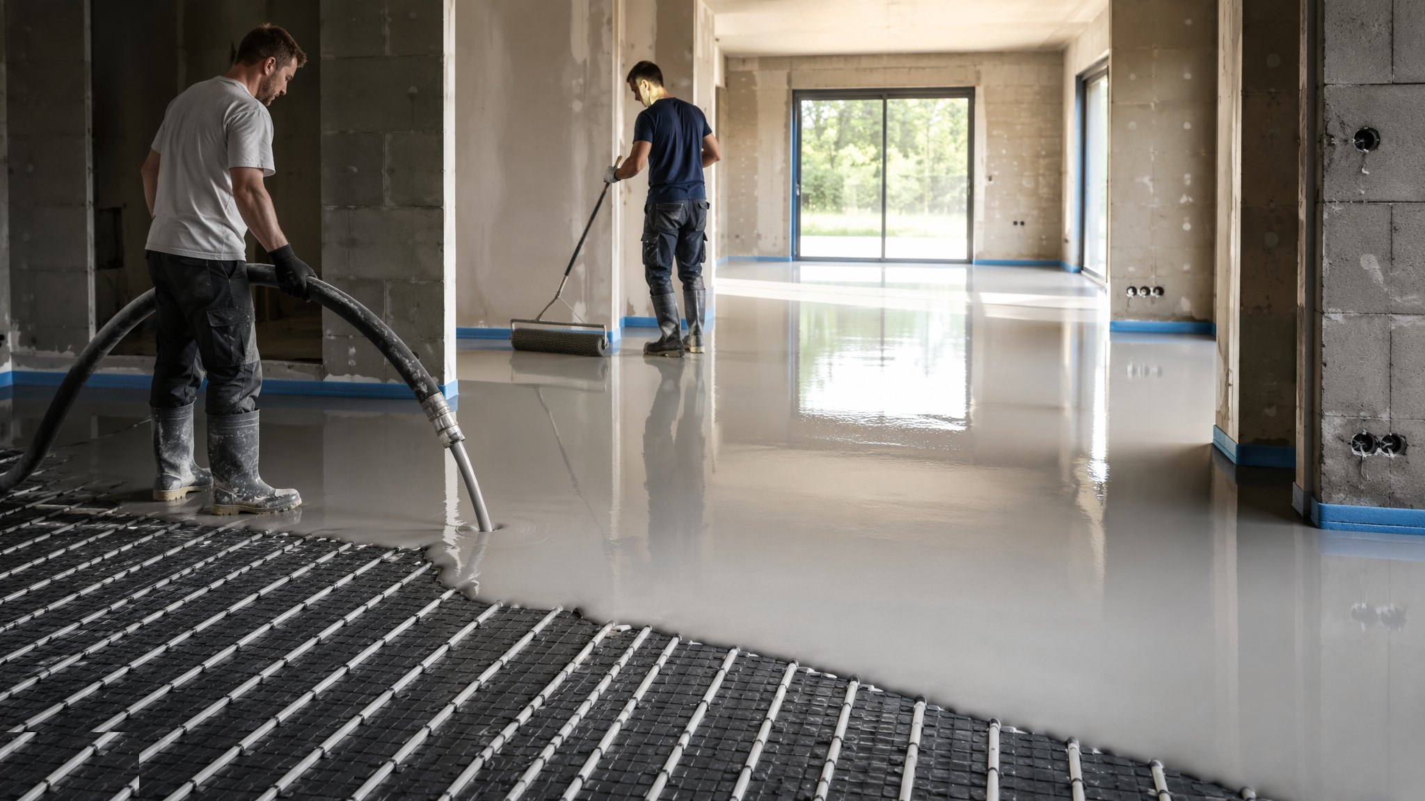 Flowing (anhydrite/cement) screed — Floor Slabs & Screeds