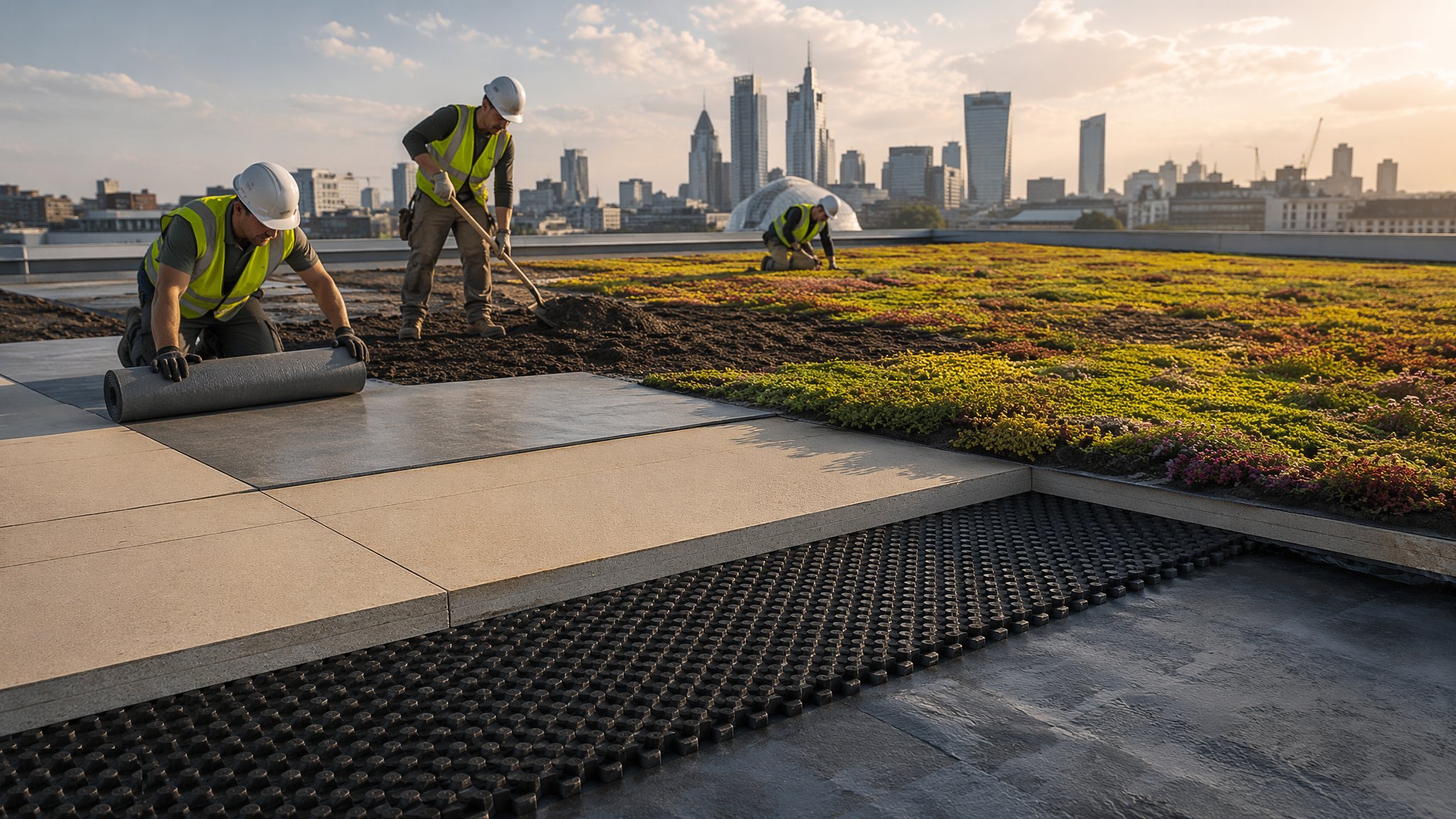 Green and inverted roofs — Roofing