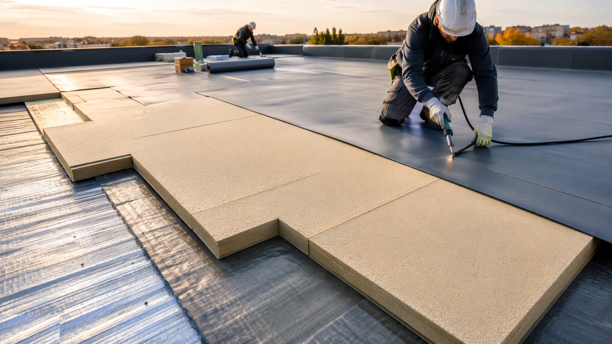 Warm flat roofs: single-ply, felt and liquid — Roofing