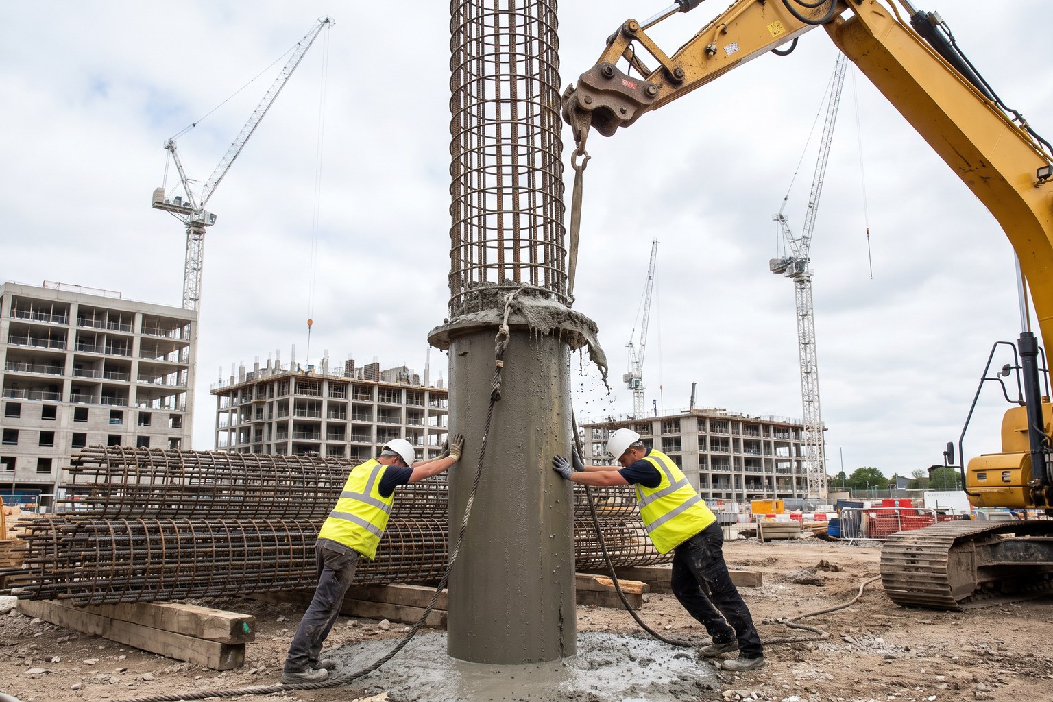 Inserting the reinforcement cage