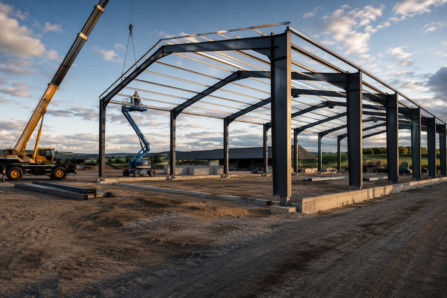 Found and erect the portal frames — Agricultural Buildings, step 2