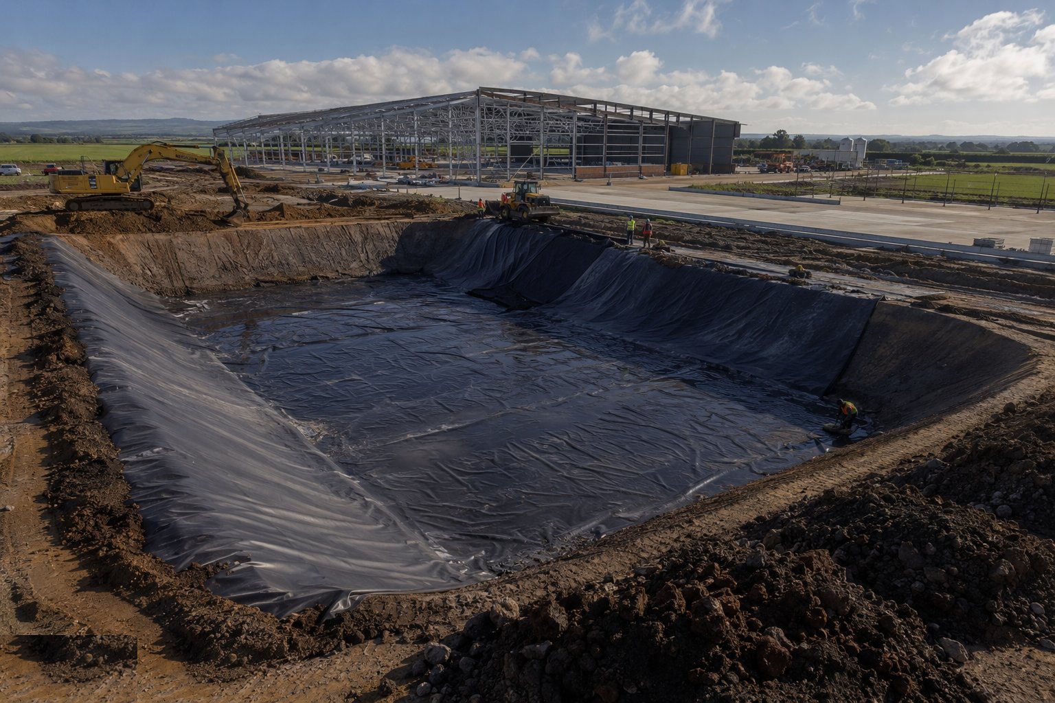 Build the slurry and dirty-water containment — Agricultural Buildings, step 5