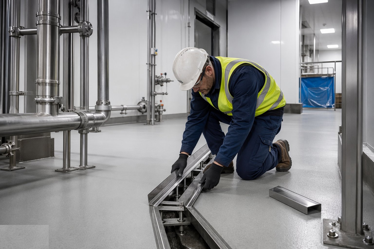 Install the drainage as a hygiene system — Food & Beverage Processing Facilities, step 3