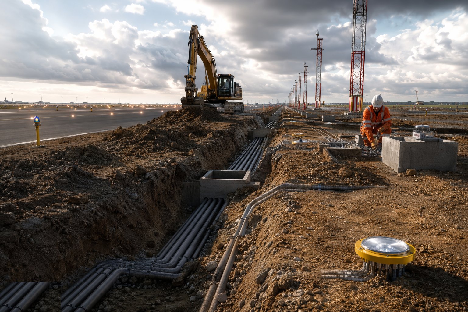 Install the ducts, pits and civils — Airfield Ground Lighting & Navigational Aids, step 1