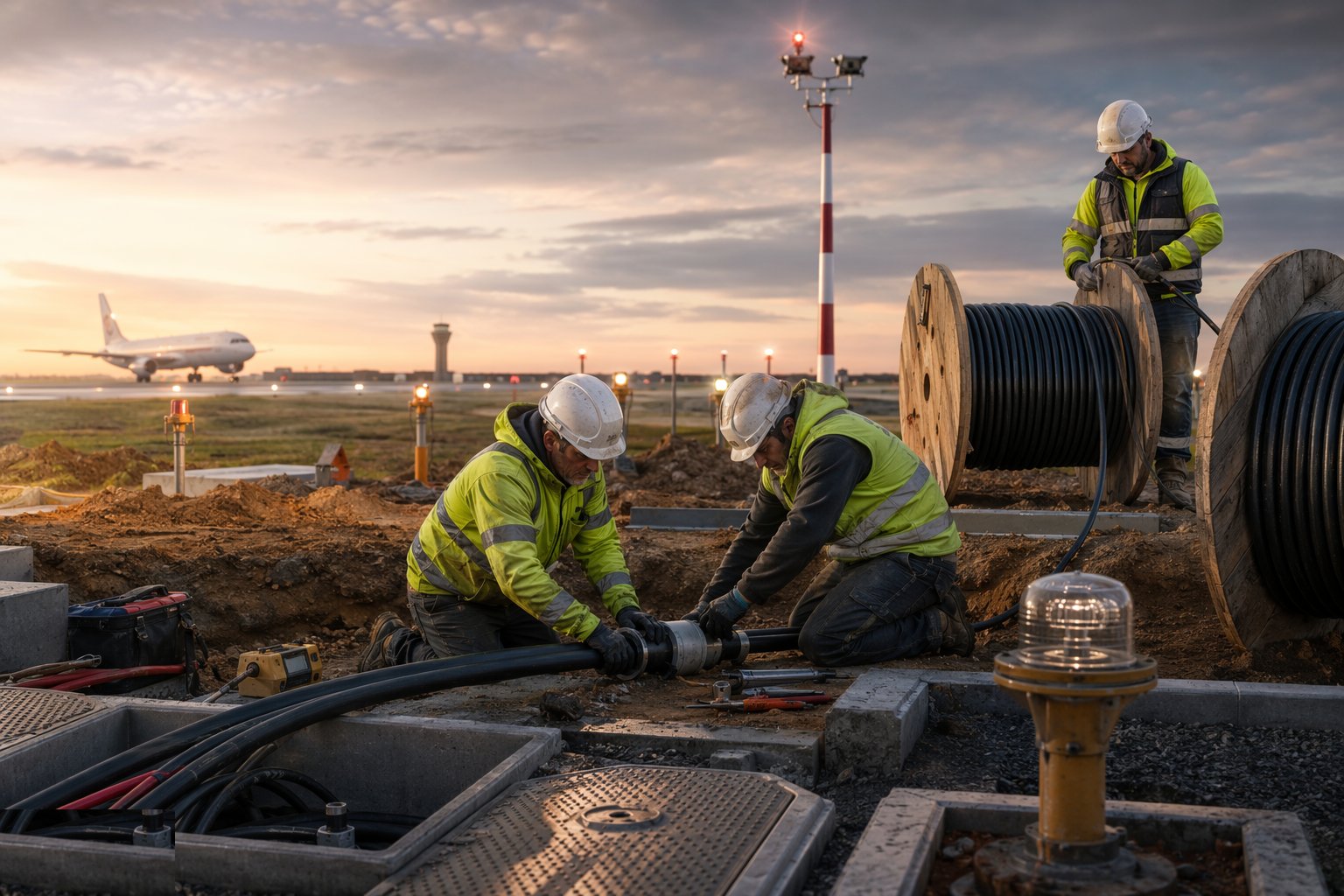 Pull, joint and test the primary cable — Airfield Ground Lighting & Navigational Aids, step 2