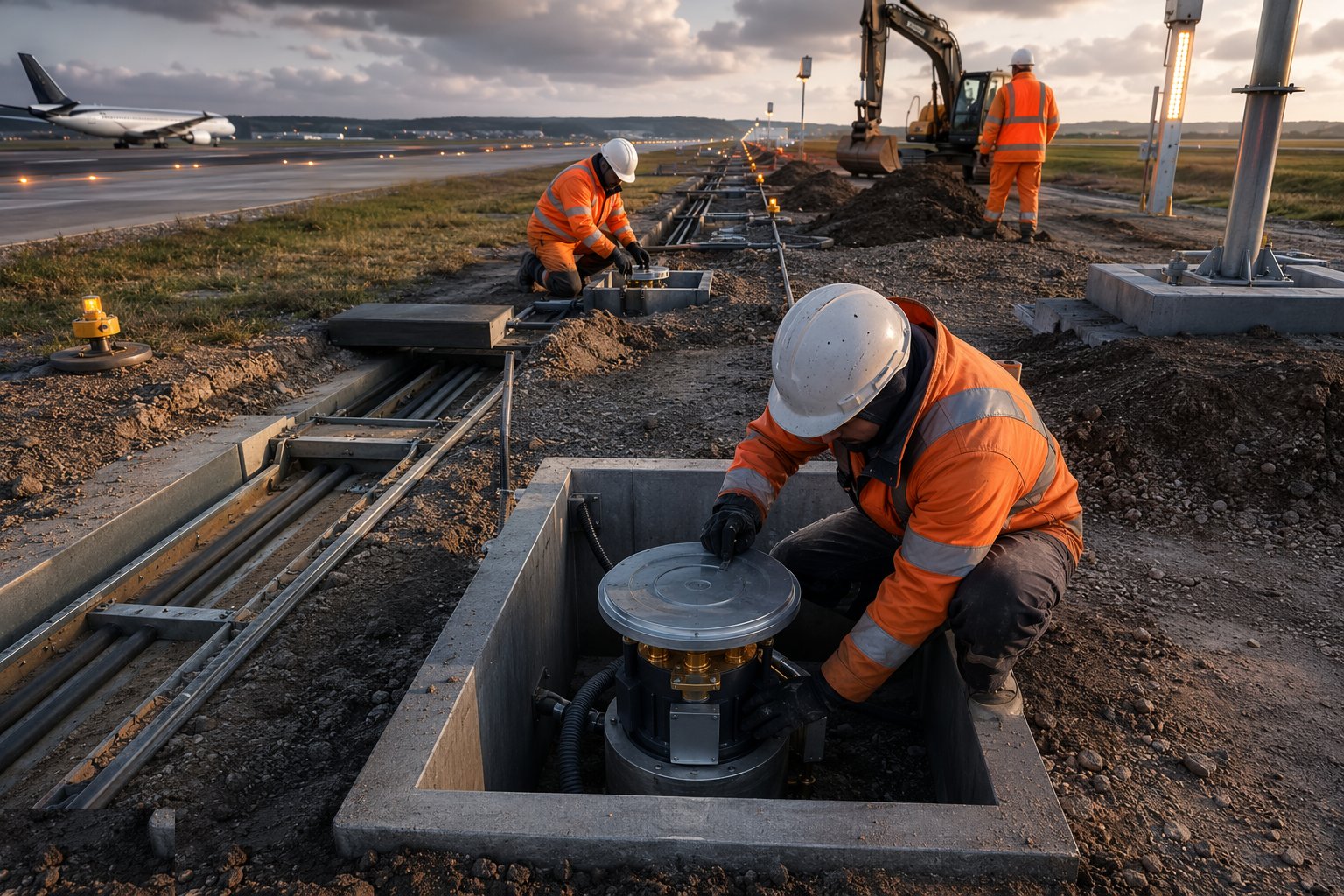 Set transformer pits and mount the fittings — Airfield Ground Lighting & Navigational Aids, step 3