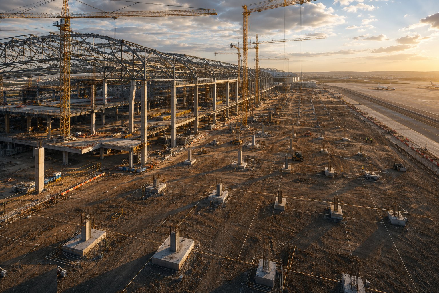 Fix the stand geometry and the terminal grid — Airport Terminal Construction, step 1
