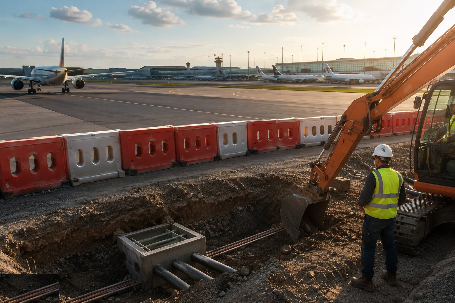 Hold the clearances beside live surfaces — Airside Works in Live Airports, step 5