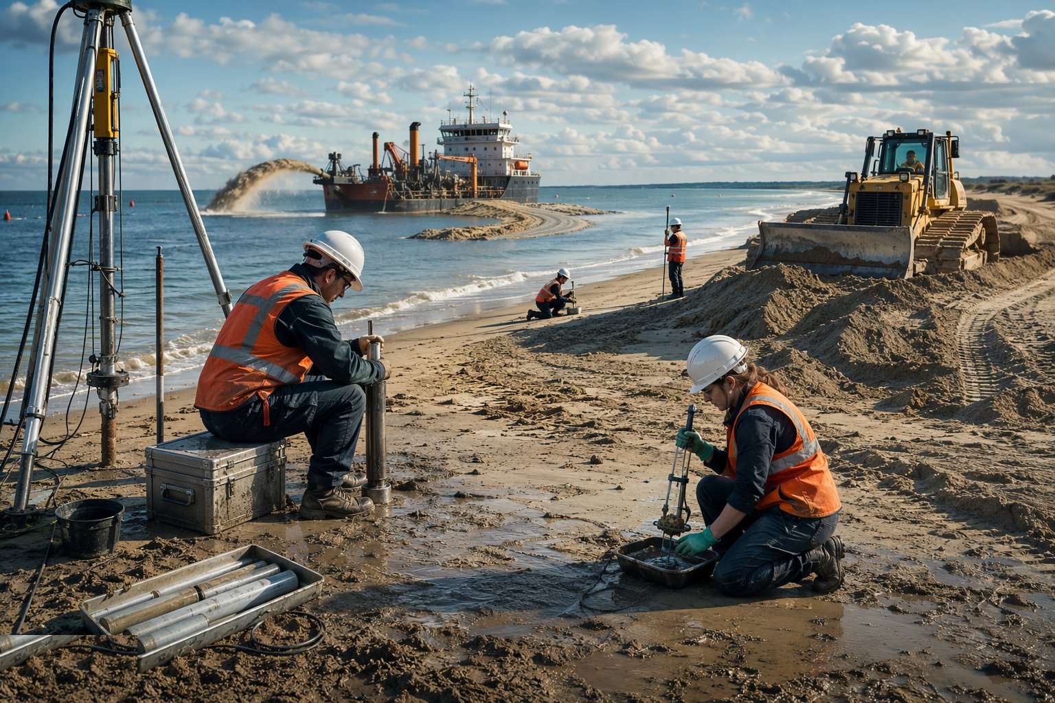 Characterise the sediment and license the borrow area — Beach Management & Nourishment, step 1