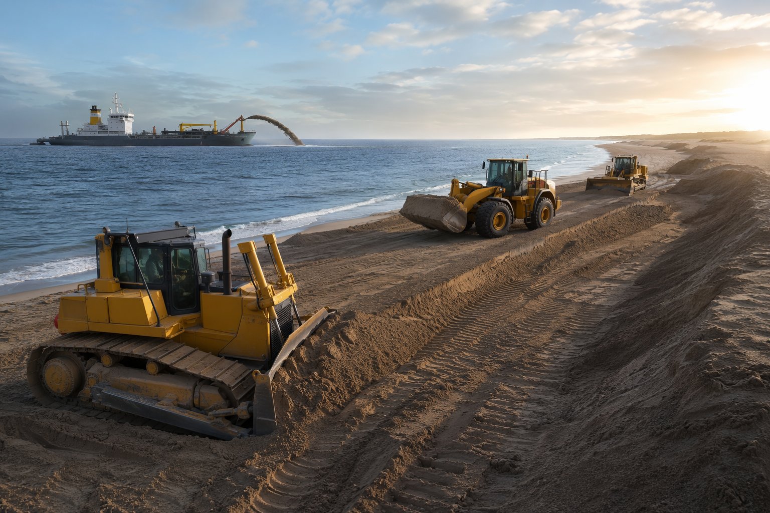 Spread and profile the placed beach — Beach Management & Nourishment, step 4