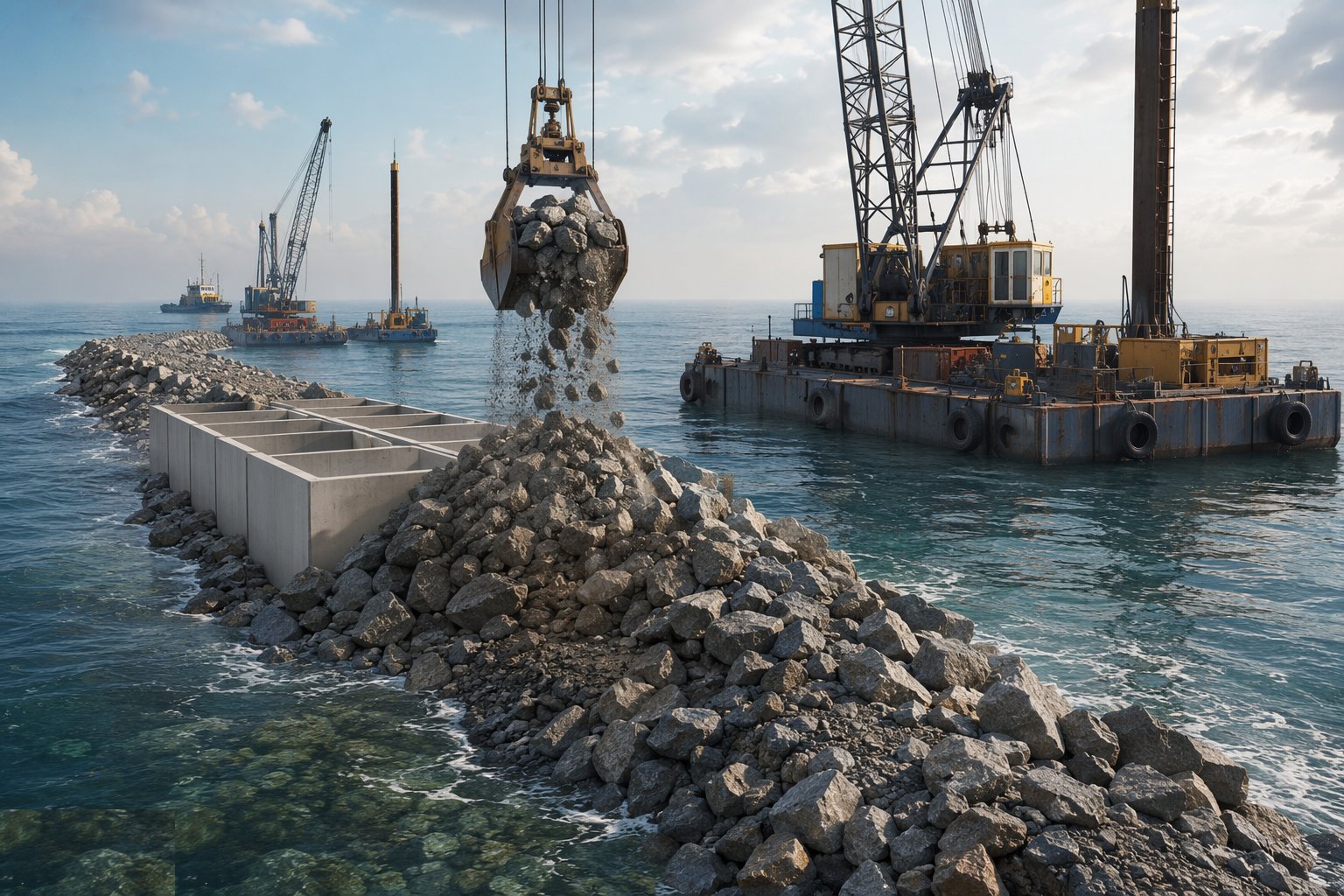 Place the core and form the mound — Breakwaters & Groynes, step 3