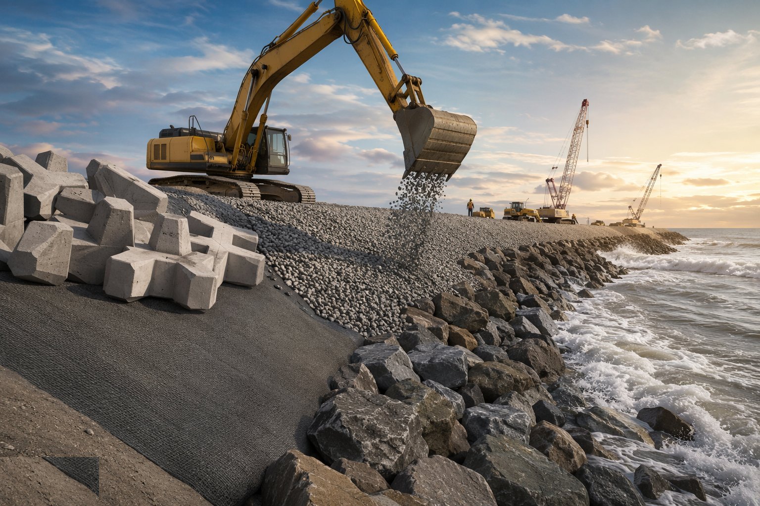 Lay the filter and underlayer — Sea Walls & Revetments, step 4
