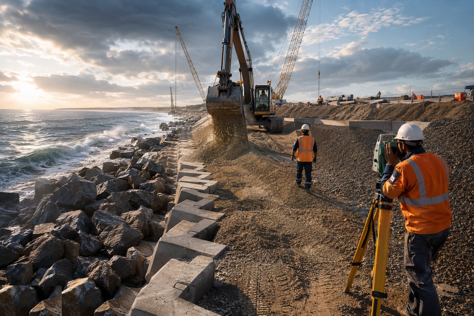 Backfill, reinstate and survey the as-built line — Sea Walls & Revetments, step 7