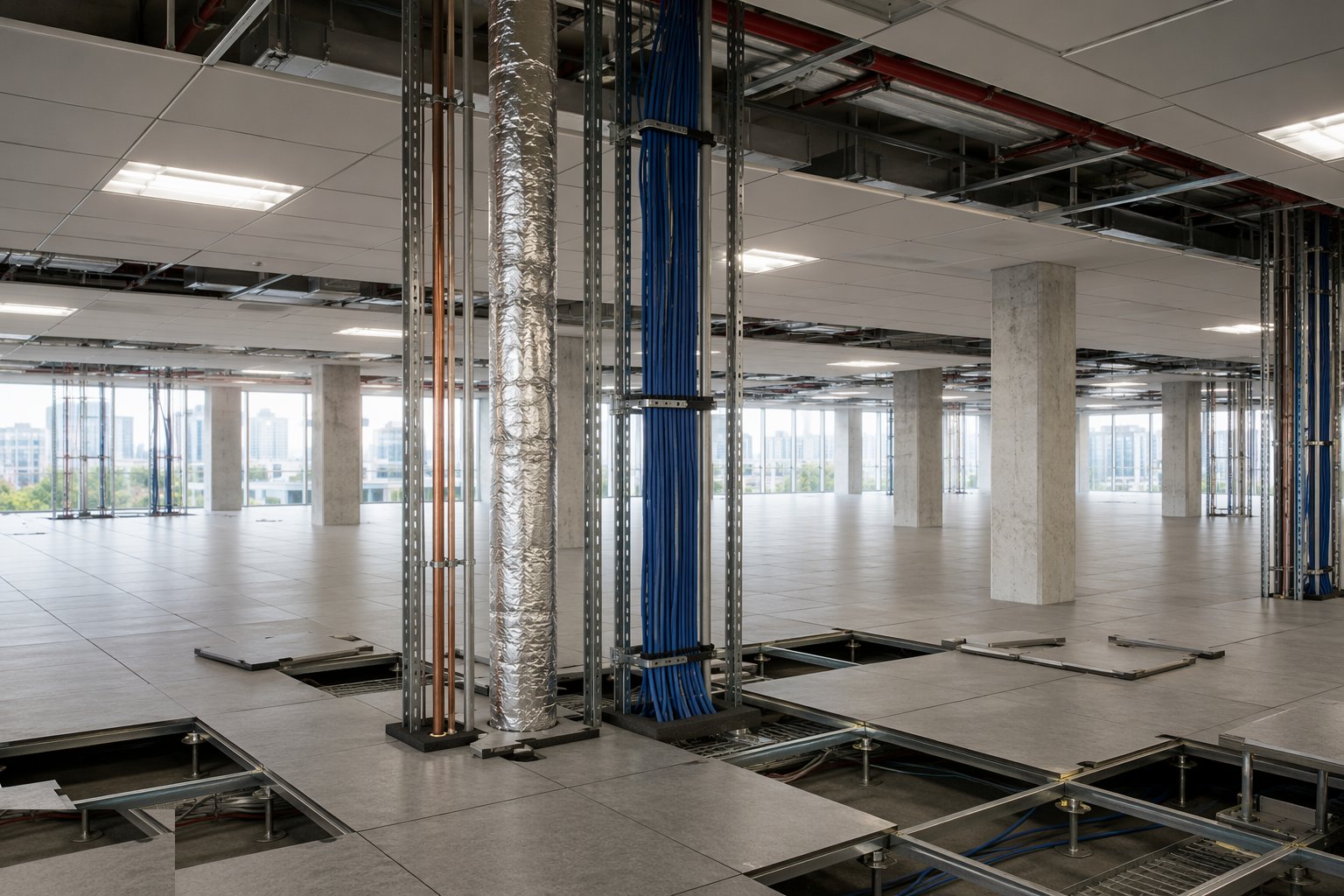 Terminate the background services to the floor — Cat A Fit-Out, step 3