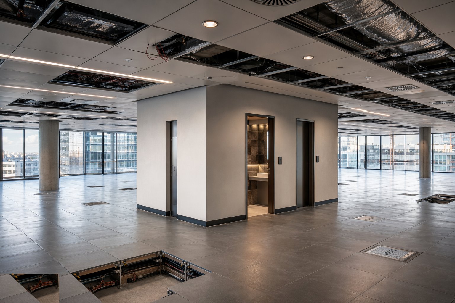 Finish the core, lobby and WCs — Cat A Fit-Out, step 5