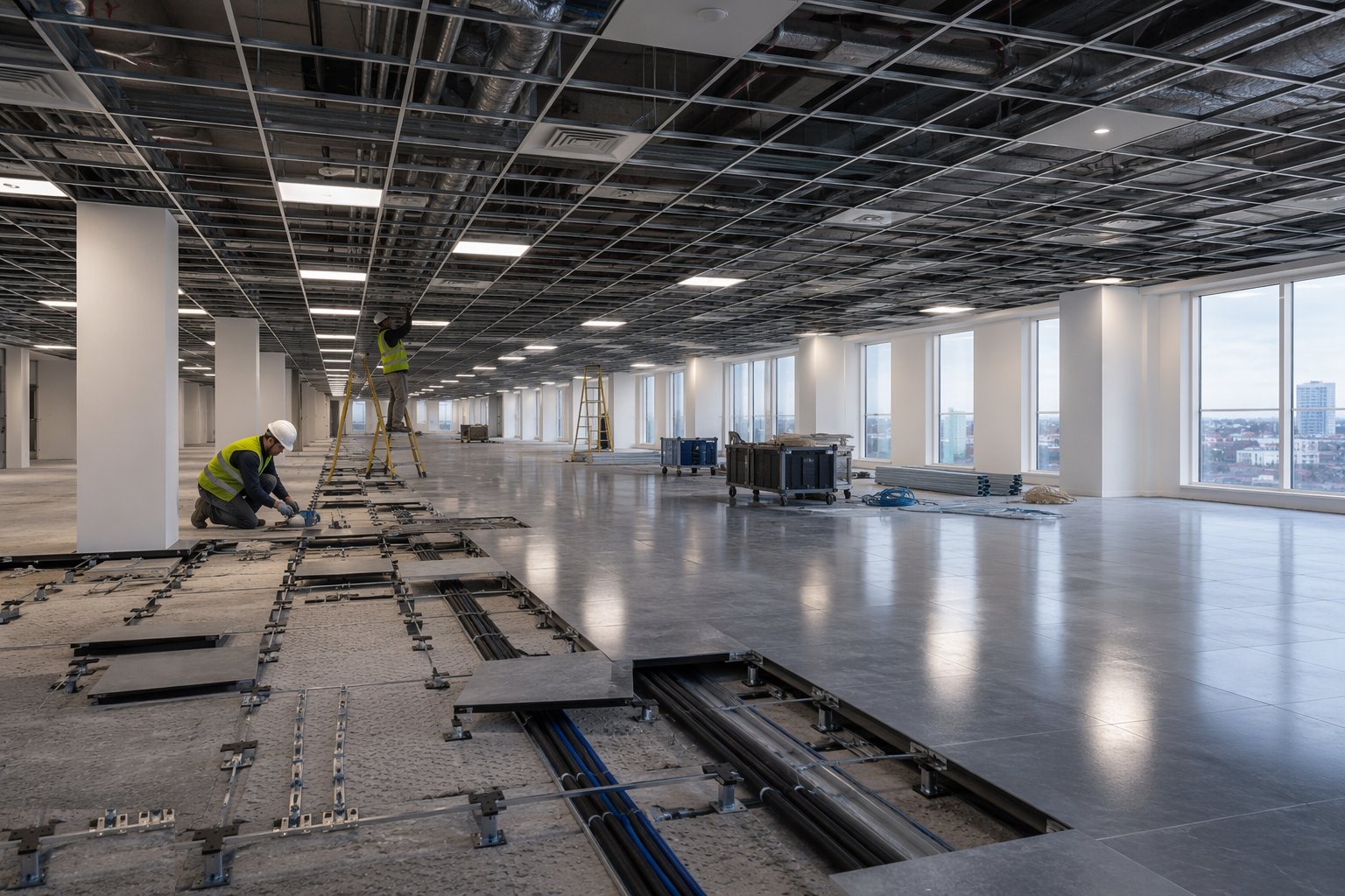 Commission the background systems and prove the floor — Cat A Fit-Out, step 6