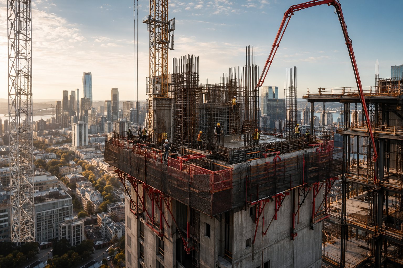 Fix reinforcement, embedments and cast-ins — Core Construction — Slipform & Jumpform, step 2