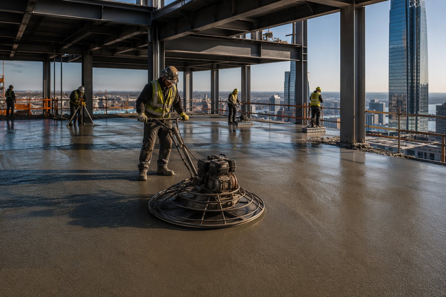 Power-float and finish the surface — Floor Plates & Composite Decks, step 6