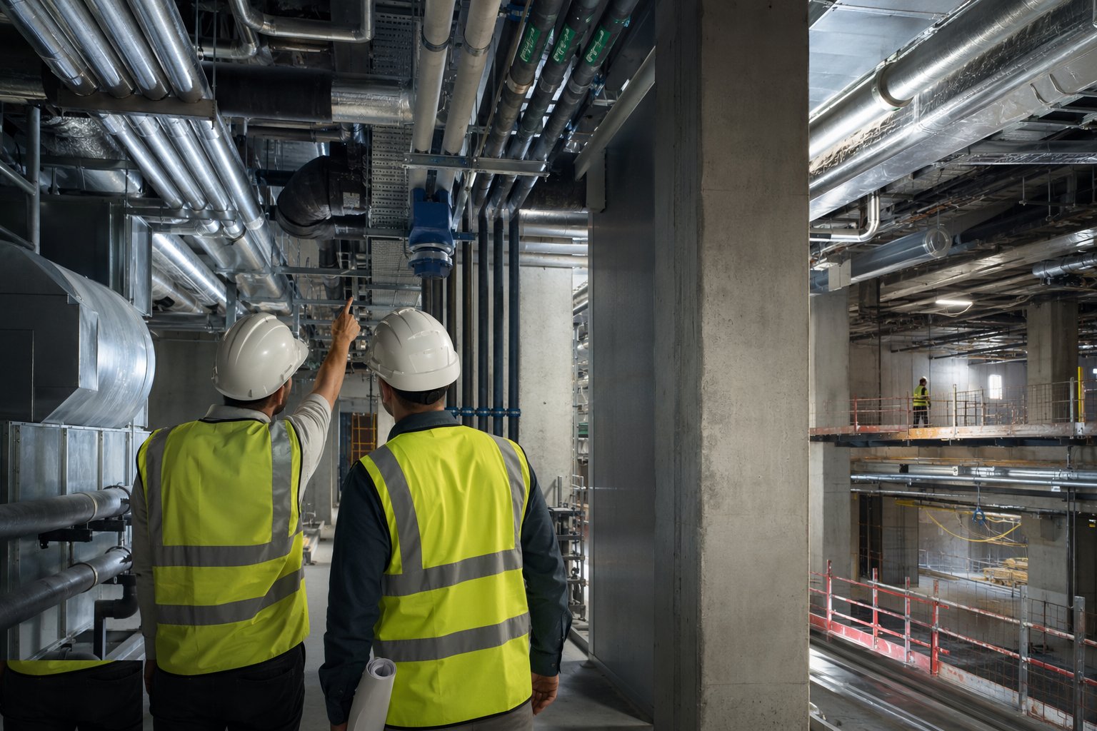 Coordinate the risers and confirm the builder's work — Commercial MEP & Vertical Distribution, step 1