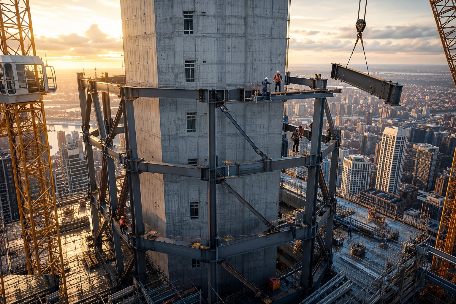 Integrate temporary stability with the permanent works — Long-Span Structural Frames, step 5