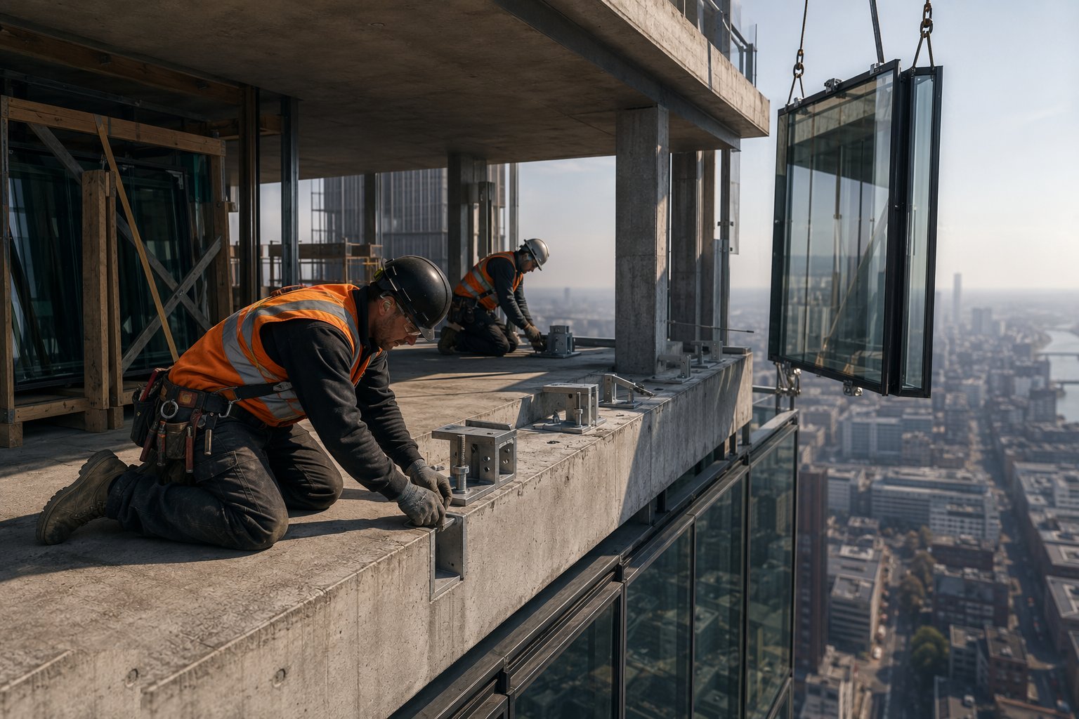 Set out and fix the brackets — Curtain Walling & Unitised Façades, step 2