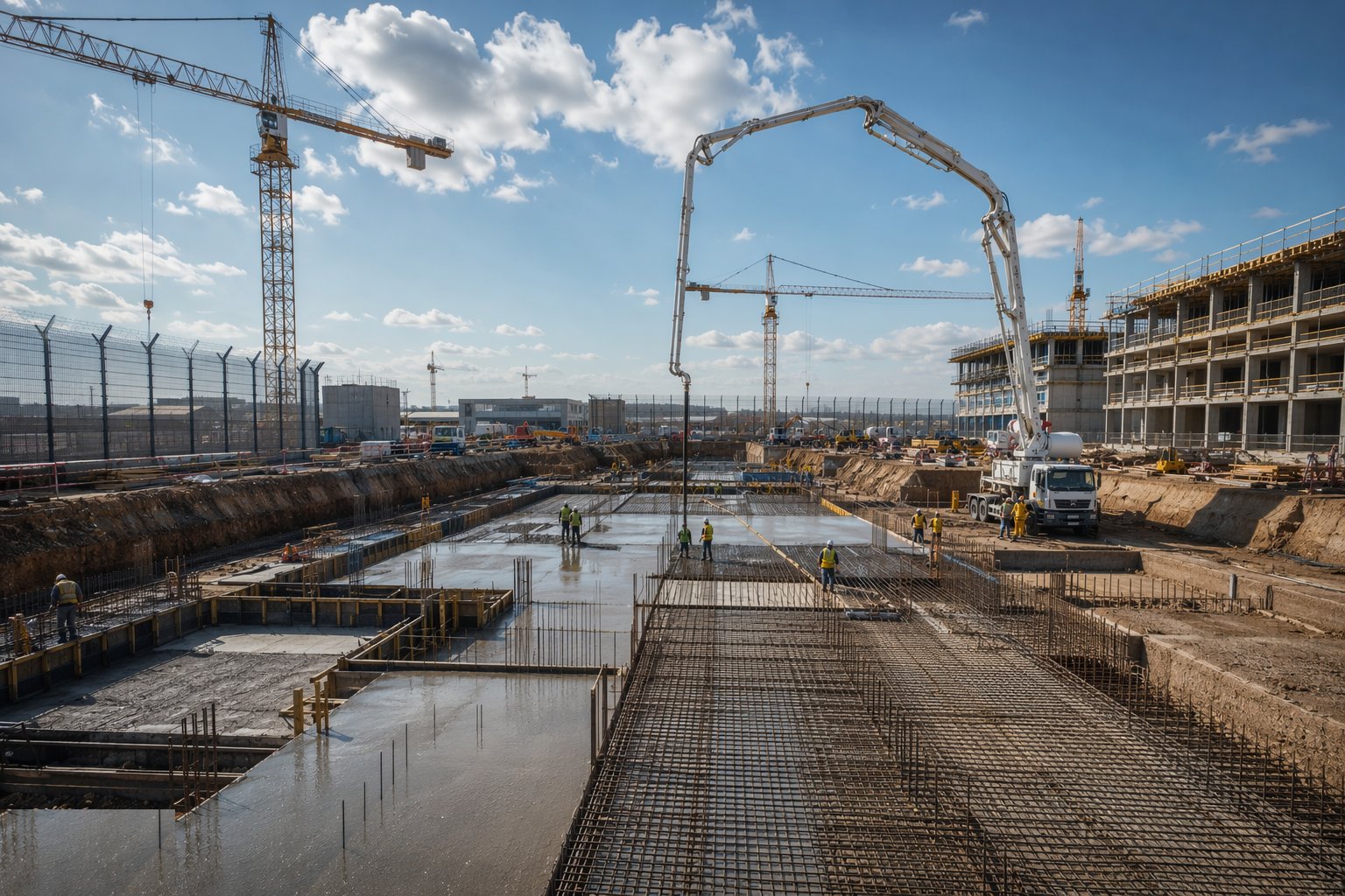 Build substructure and ground slabs with cast-in secure routes — Prison Construction, step 2