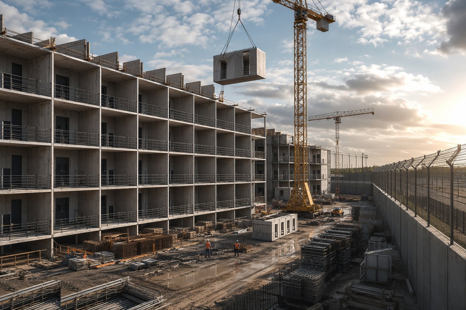 Erect the repetitive cell floors — Prison Construction, step 3