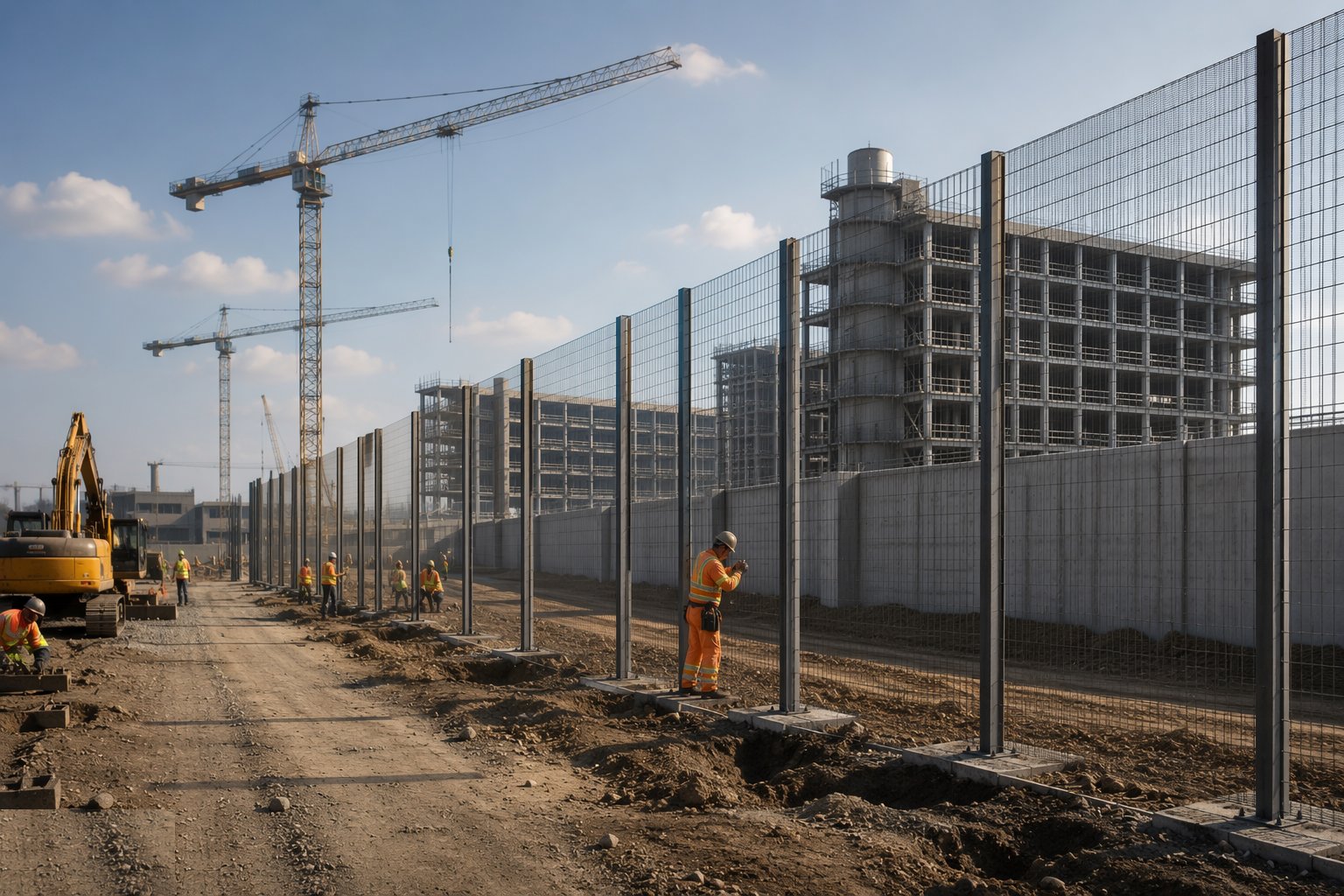 Construct the perimeter: fence line, wall and sterile zone — Prison Construction, step 5