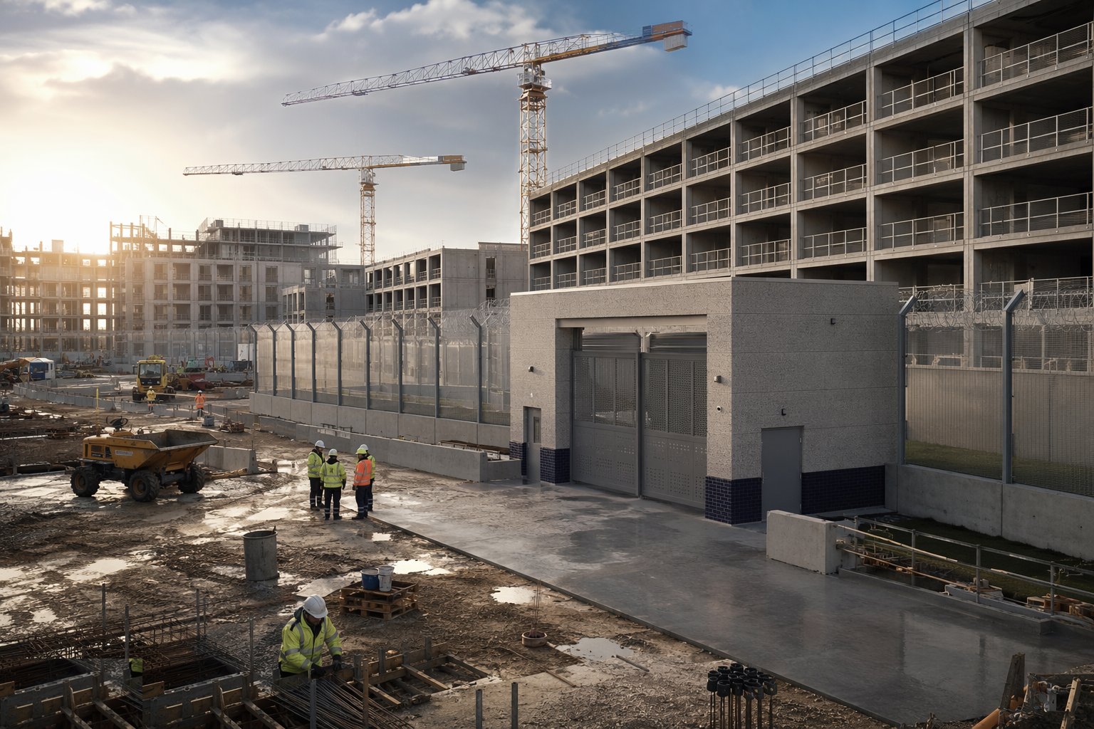 Build the gatehouse and vehicle lock — Prison Construction, step 6