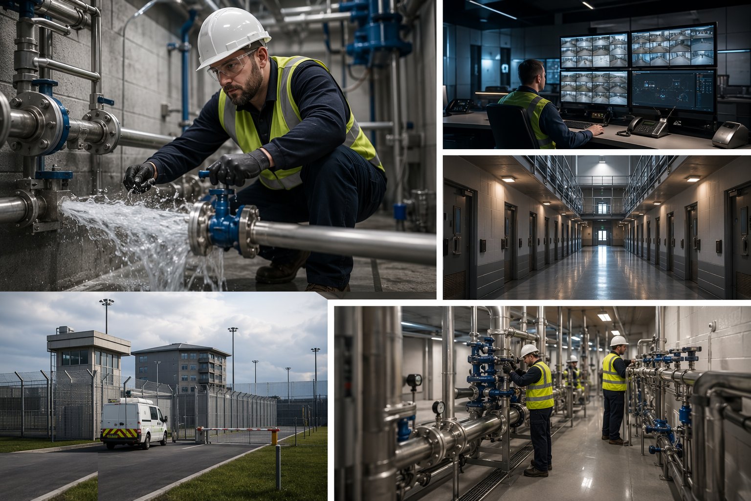 Flush, chlorinate and commission water management — Custodial Services & Secure Commissioning, step 2