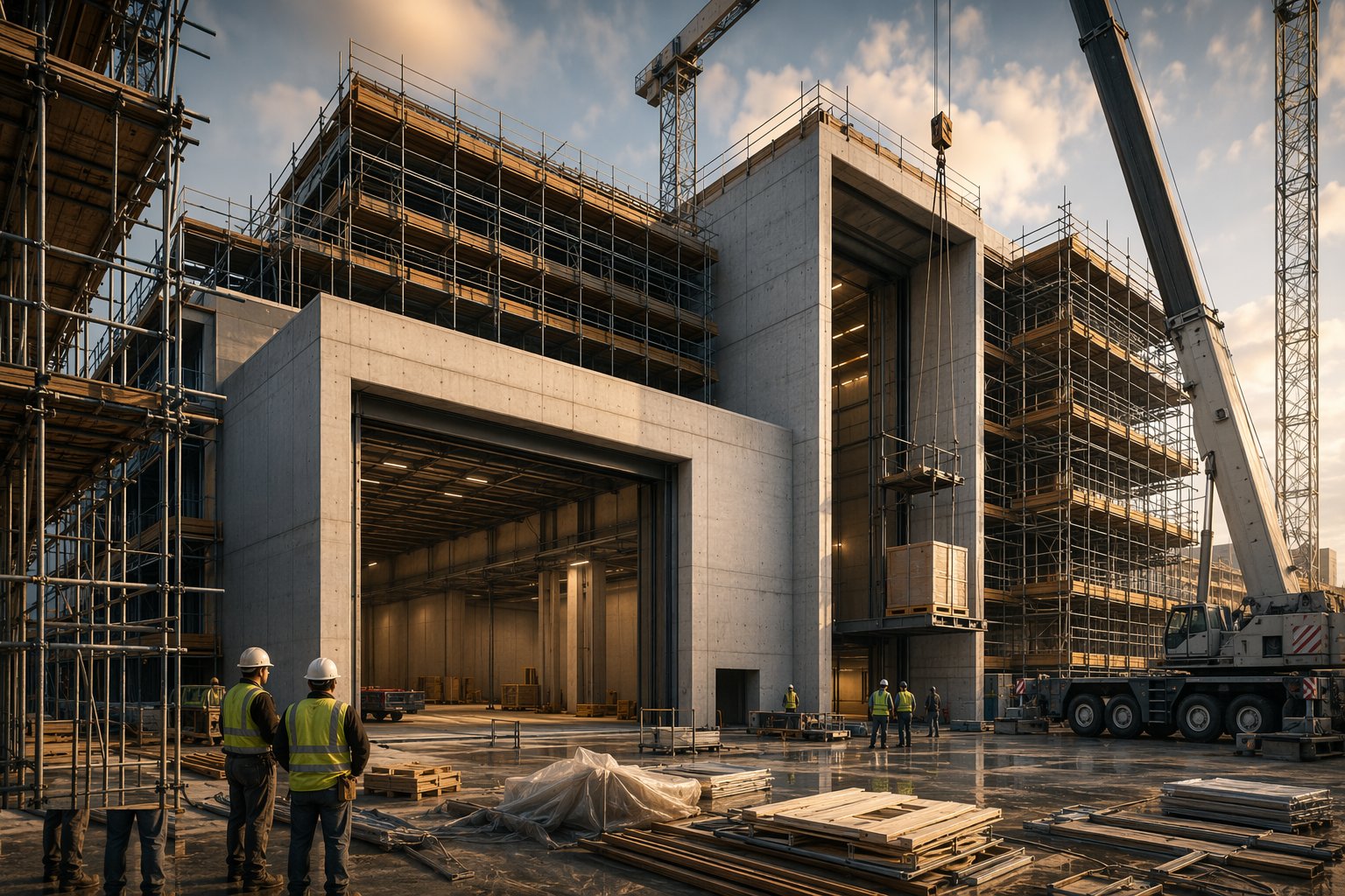 Build the heavy structure and the object routes — Museums & Galleries Construction, step 3