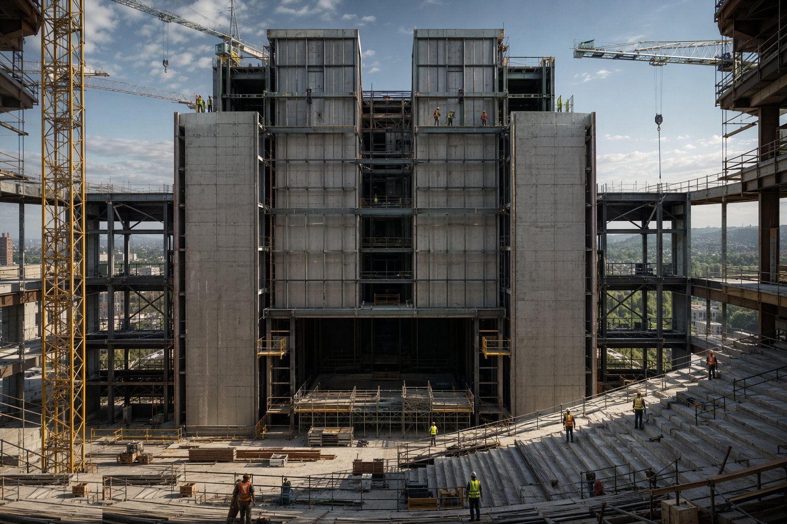 Build the outer shell and the inner box — and police the bridges — Theatres & Performance Space Construction, step 2