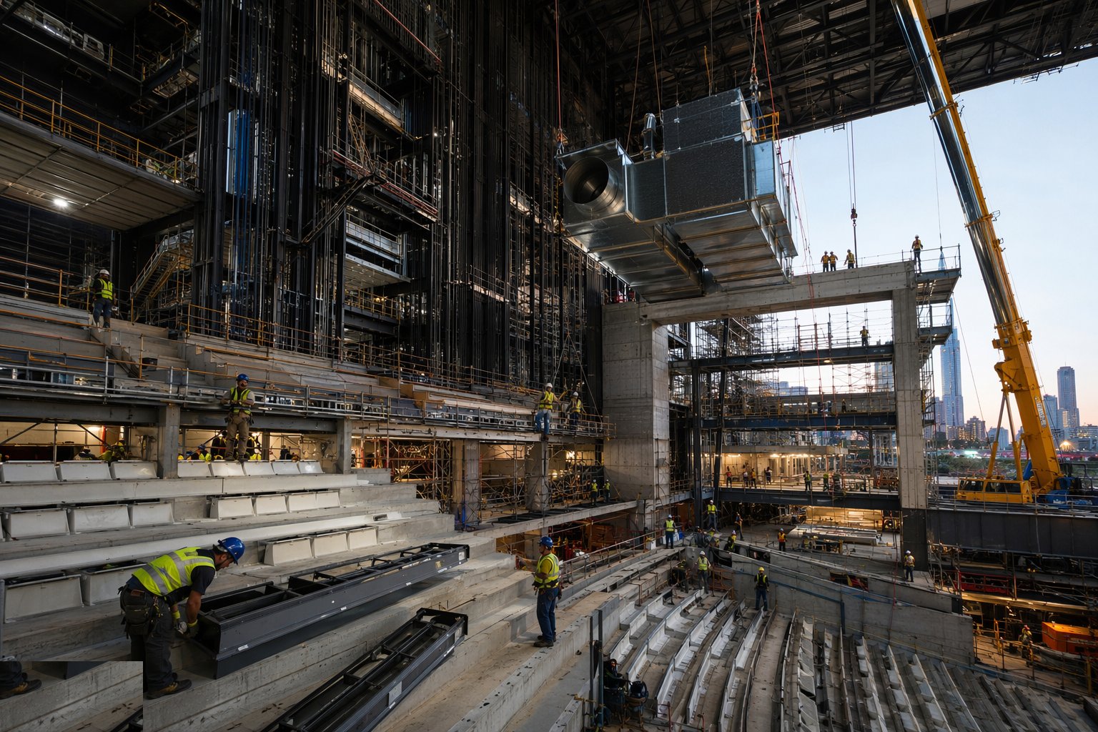 Install the technical systems and the quiet MEP — Theatres & Performance Space Construction, step 5