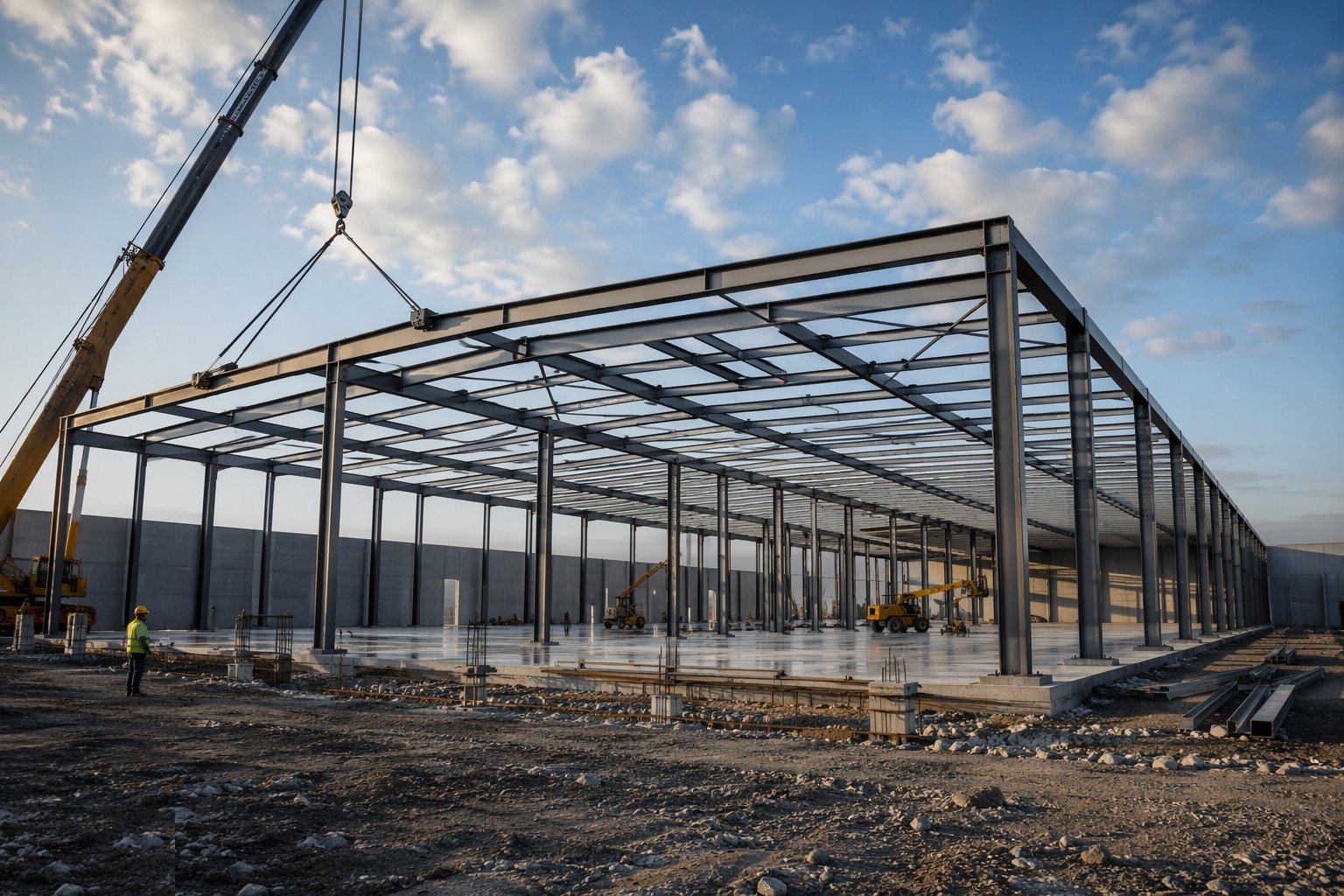 Erect the long-span frame — Data Hall Shell & Structure, step 3