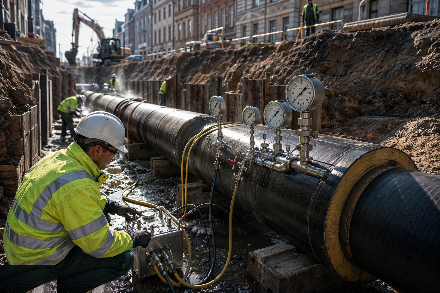 Flush, pressure-test and commission the alarm system — District Heating & Cooling Networks, step 6