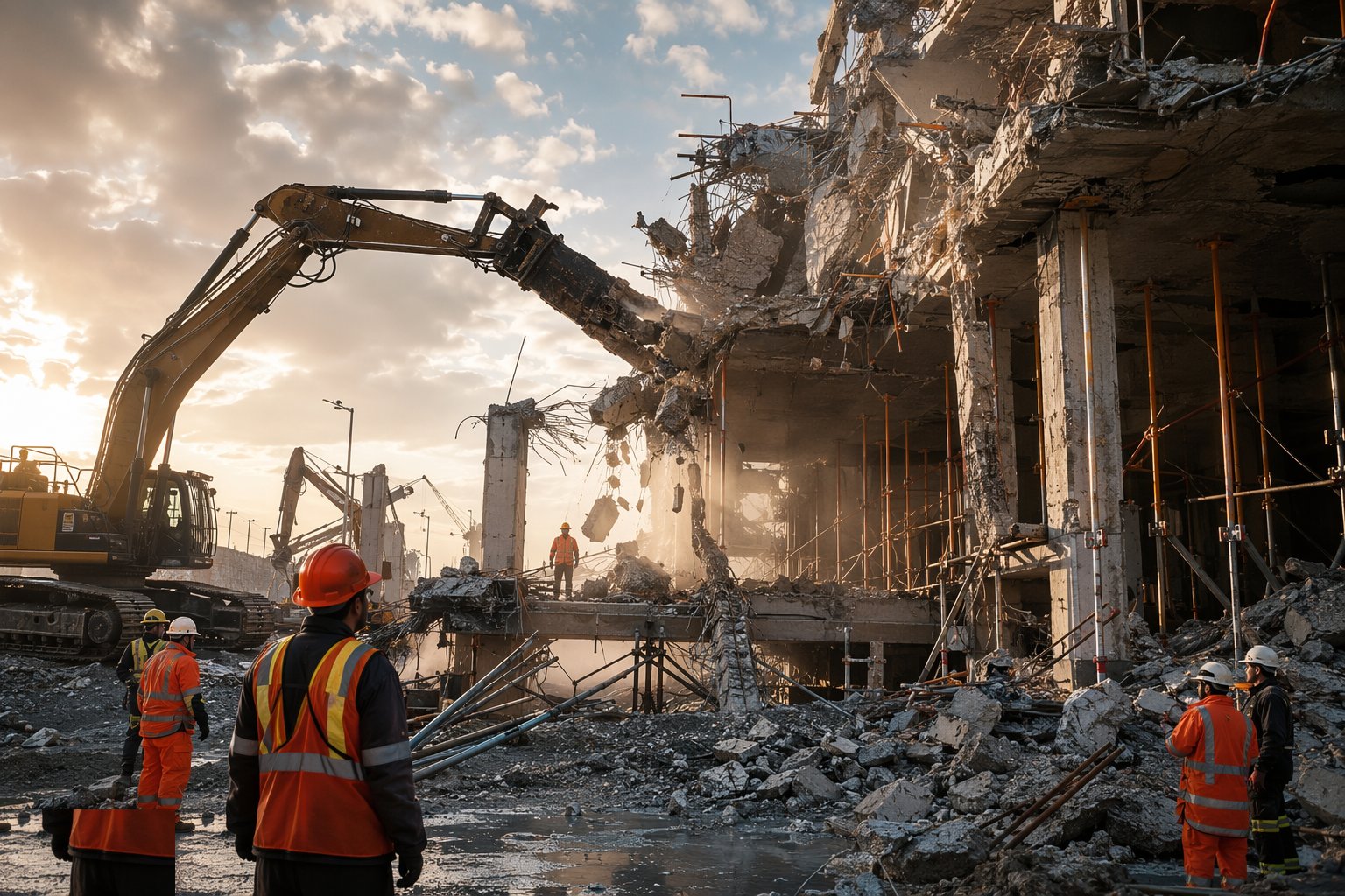 Demolish what cannot stand, under engineer control — Emergency Works & Stabilisation, step 6
