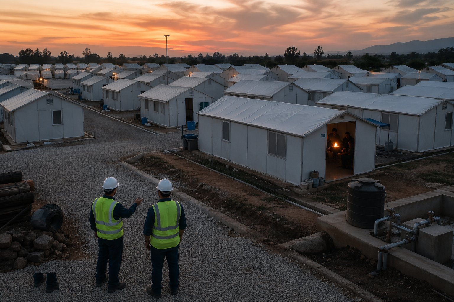 Lay out and set out the settlement — Temporary Shelter & Settlement Construction, step 2