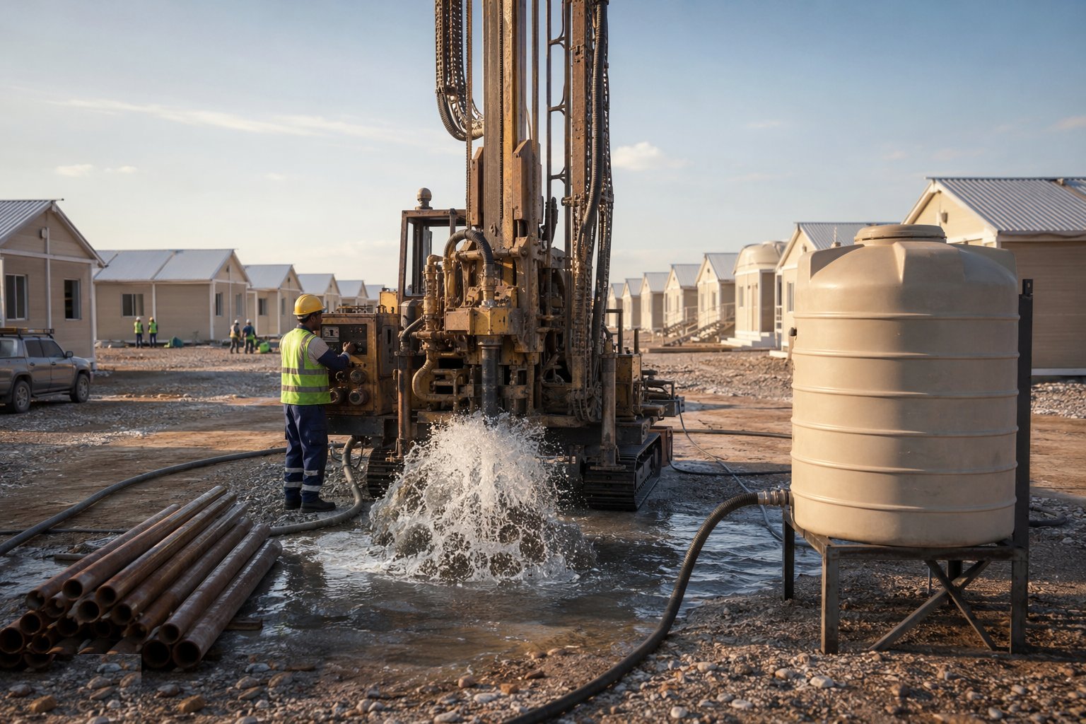 Establish water supply and sanitation — Temporary Shelter & Settlement Construction, step 4