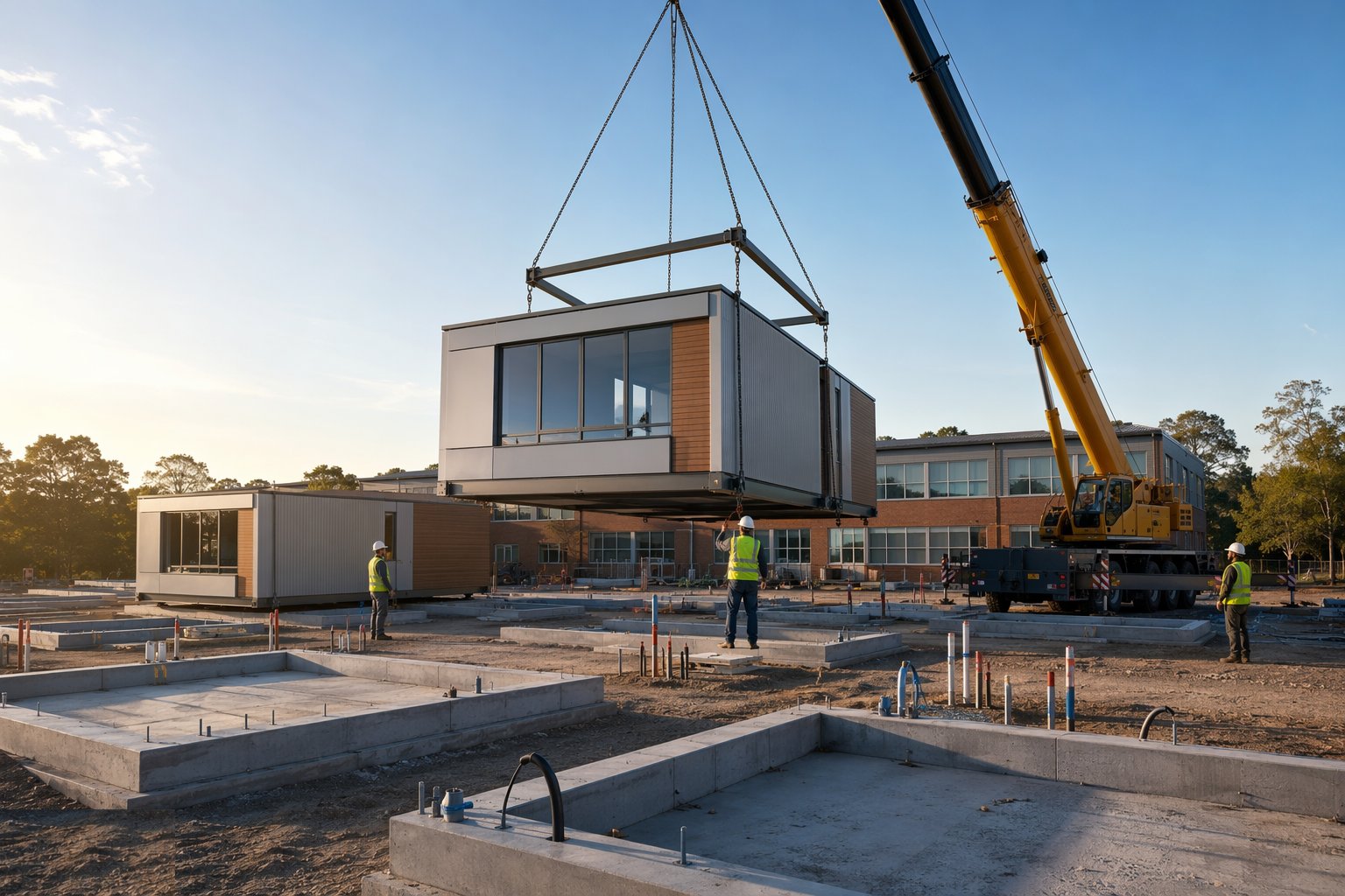 Build the bases: foundations, plinths and service stubs — Modular Classrooms & Off-Site Solutions, step 2