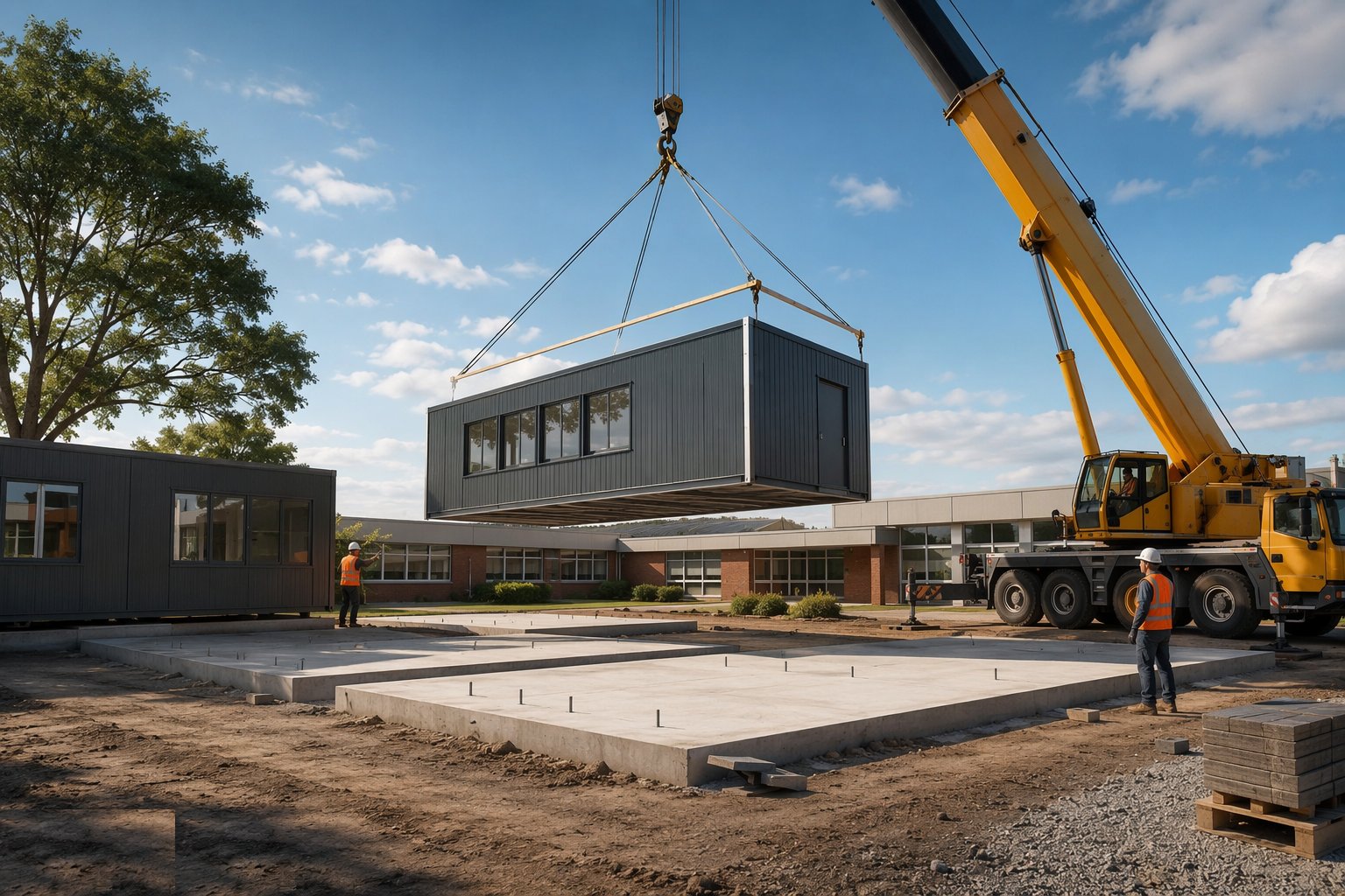 Deliver and crane the modules — Modular Classrooms & Off-Site Solutions, step 4