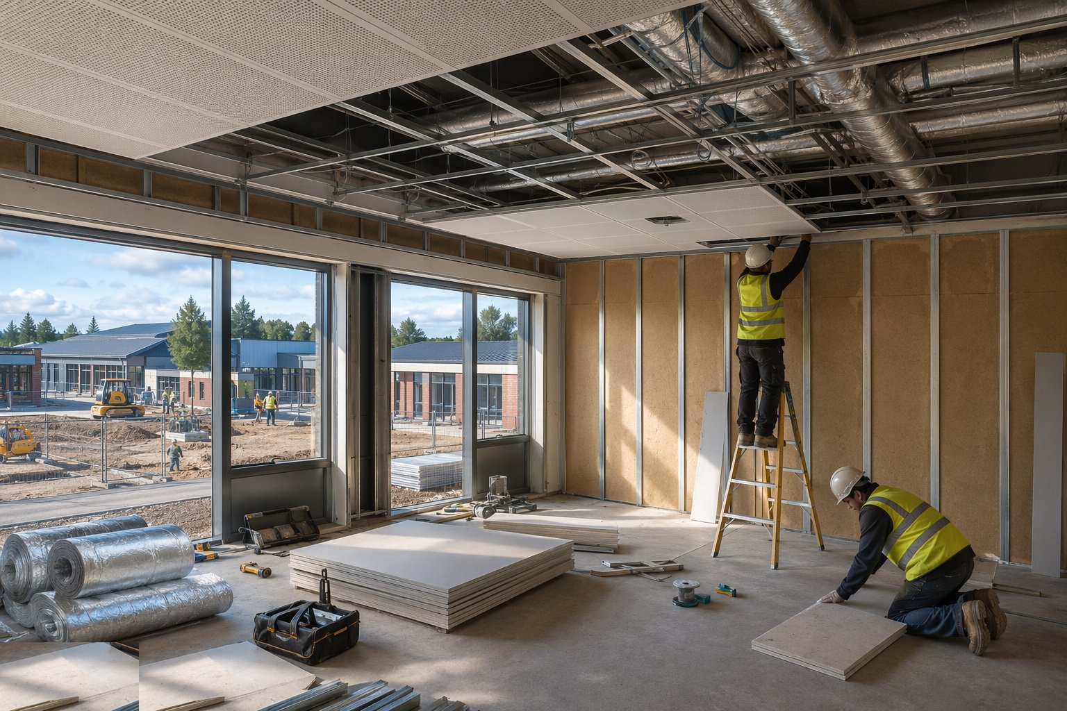 First and second fix the classrooms: the acoustic and ventilation details — School Construction, step 6