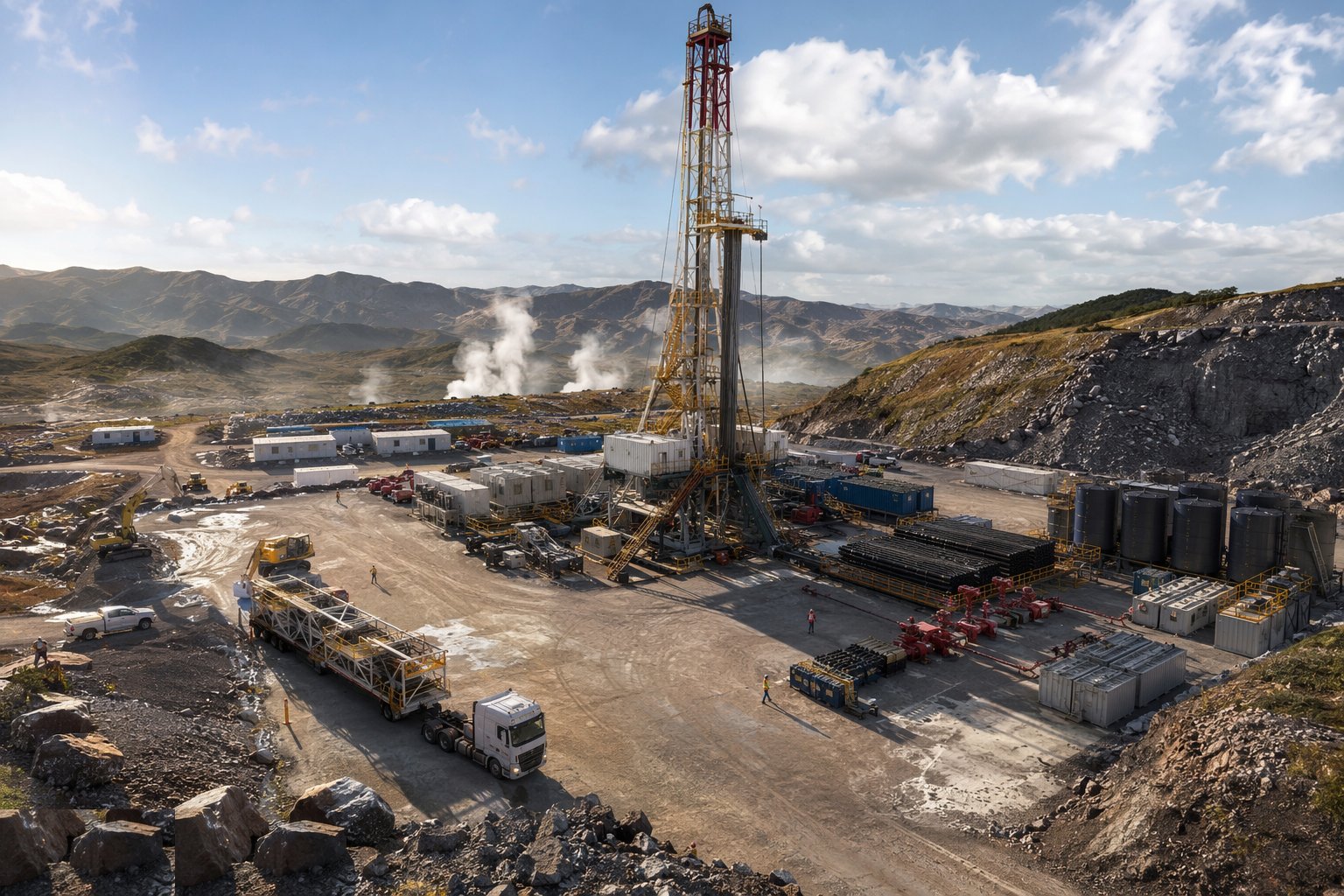 Build the drilling site and mobilise the rig — Deep Geothermal Drilling & Wells, step 1